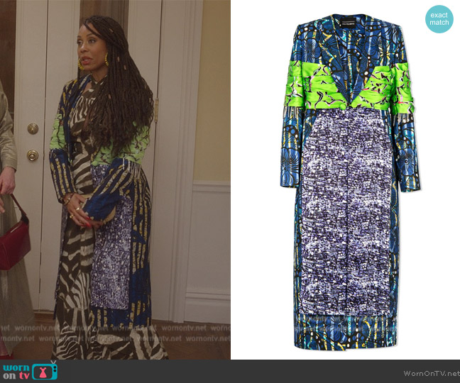 Lisa Folawiyo Batkara Layered Coat worn by Dr. Nya Wallace (Karen Pittman) on And Just Like That