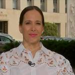 Lisa Rubin’s white eyelet puff sleeve blouse on NBC News Daily