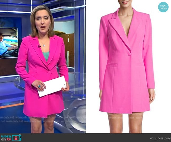 Liv Foster Tuxedo Crepe Minidress worn by Margaret Brennan on CBS Evening News