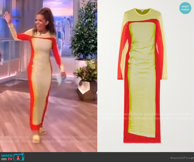 Loewe Printed stretch-mesh midi dress worn by Sunny Hostin on The View