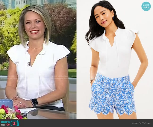 Loft Ruffle Tie Neck Sweater Tee worn by Dylan Dreyer on Today