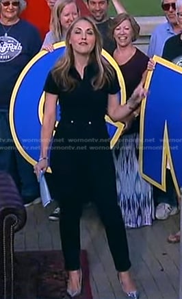 Lori’s black short sleeve jumpsuit on Good Morning America