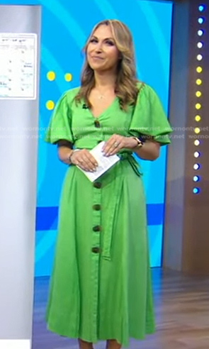 Lori's green button front midi dress on Good Morning America