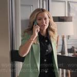 Lorna’s black crystal button dress and mint green blazer on The Lincoln Lawyer