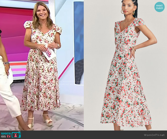 WornOnTV: Jenna’s white strawberry print dress on Today | Jenna Bush ...