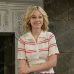 Lucy’s crochet polo top with pink stripes on The Young and the Restless