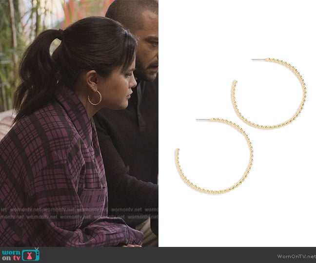 Pavé Ball Chain Hoop Earrings (Similar) worn by Mabel Mora (Selena Gomez) on Only Murders in the Building