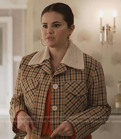 Mabel's beige check cropped jacket on Only Murders in the Building