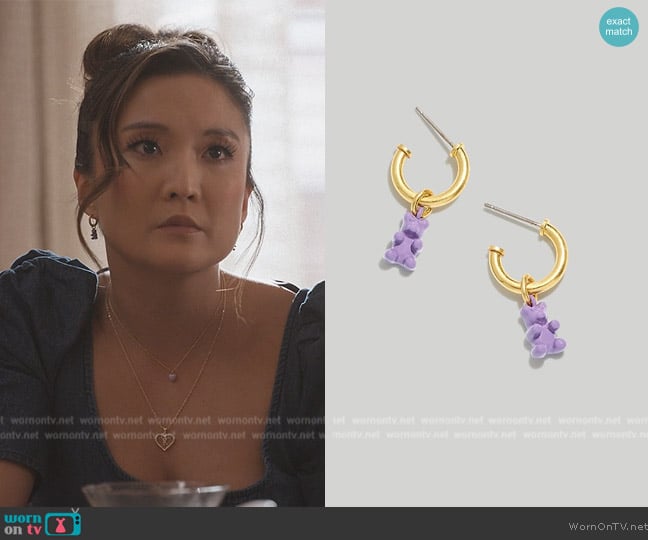 Madewell Enamel Gummy Bear Huggie Hoops worn by Ashley Park (Ashley Park) on Only Murders in the Building