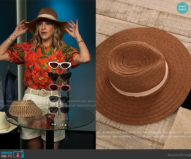 Madewell Packable Braided Straw Hat worn by Andrea Lavinthal on Access Hollywood