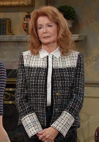 Maggie's black and white tweed jacket on Days of our Lives