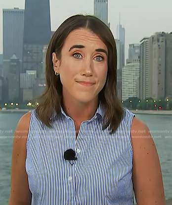 Maggie’s blue striped sleeveless shirt on Today