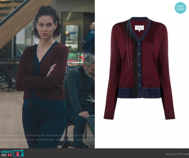 Maison Margiela Two-tone stitch-detail cardigan worn by Eva Victor (Rian) on Billions