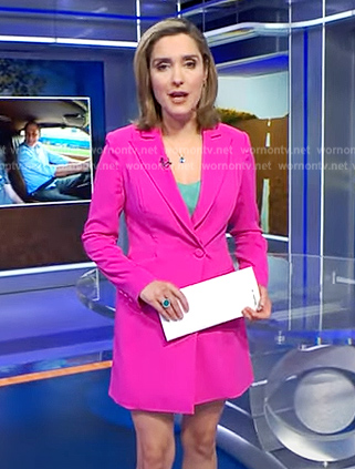 Margaret's pink blazer dress on CBS Evening News