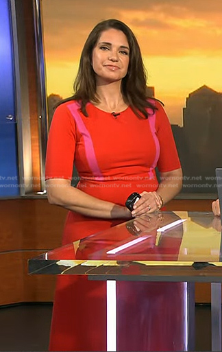 Maria's red contrast panel dress on Today