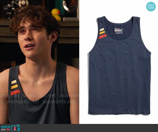 Marine Layer Sport Tank in Midnight Navy worn by Ricky (Joshua Bassett) on High School Musical The Musical The Series