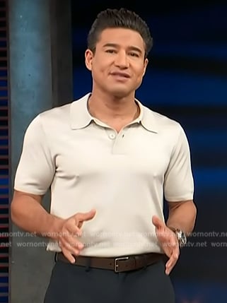 Mario’s light grey polo shirt on Access Hollywood