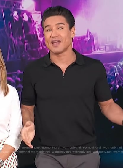 Mario's black polo shirt on Access Hollywood