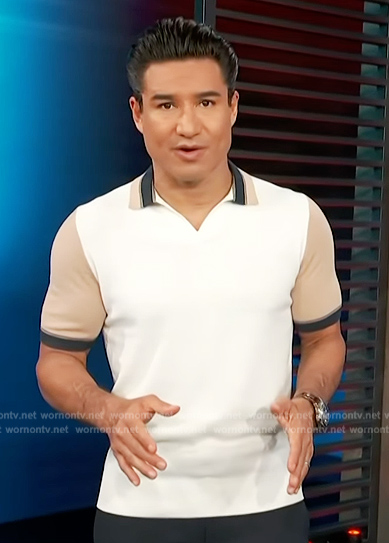 Mario’s colorblock short sleeve shirt on Access Hollywood