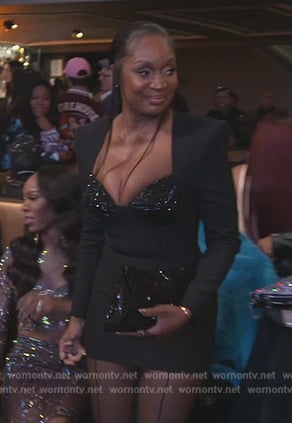 Marlo's black embellished midi dress on The Real Housewives of Atlanta
