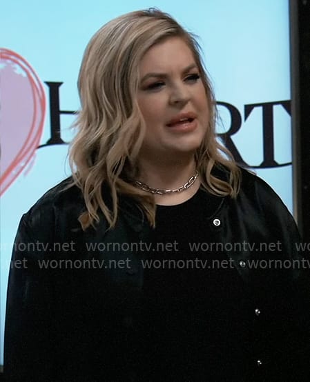 Maxie's black satin bomber jacket on General Hospital