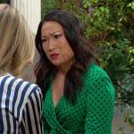 Melinda’s green print wrap dress on Days of our Lives