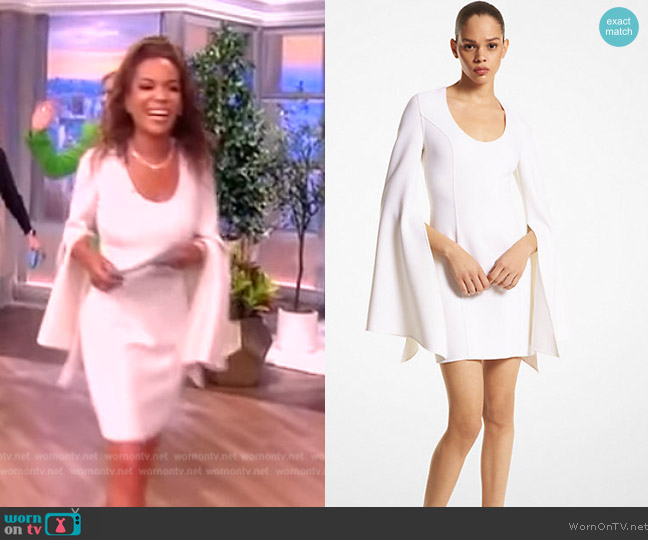 Michael Kors Double Face Stretch Wool Twill Slit-Sleeve Dress worn by Sunny Hostin on The View