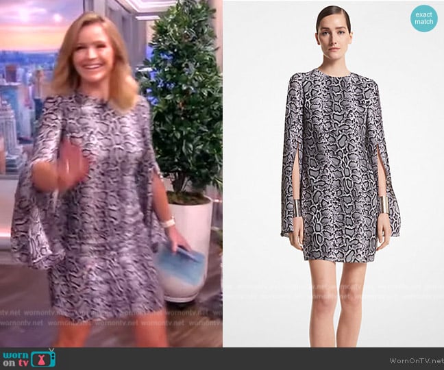 Michael Kors Snake Organic Silk Crepe De Chine Shift Dress worn by Sara Haines on The View