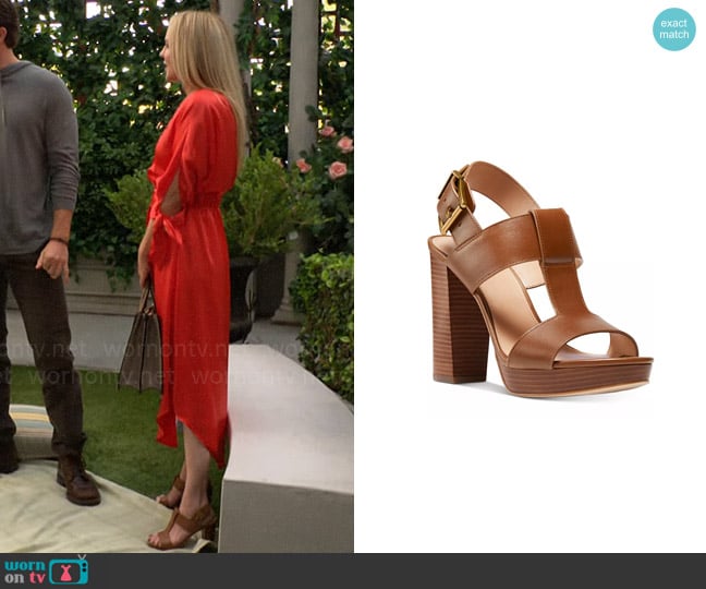 MICHAEL Michael Kors Becker T-Strap Slingback Sandals worn by Sharon Newman (Sharon Case) on The Young and the Restless