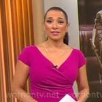 Michelle Miller’s pink faux-wrap dress on CBS Mornings