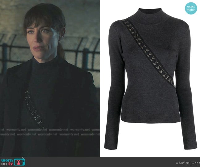 Monse Hook-detail mock-neck jumper worn by Wendy Rhoades (Maggie Siff) on Billions