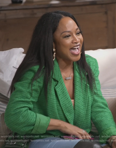 Monyetta’s green tweed blazer on The Real Housewives of Atlanta