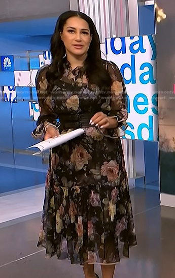 Morgan’s black floral chiffon dress on NBC News Daily