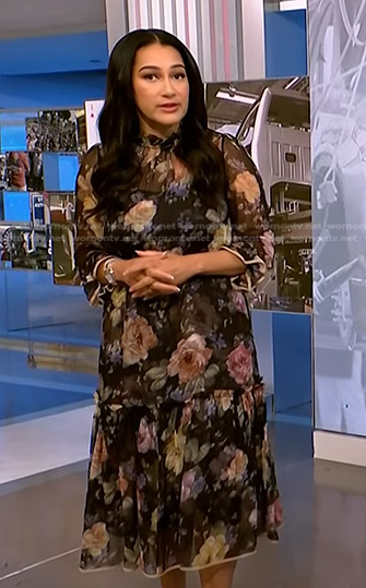 Morgan's black floral chiffon dress on NBC News Daily