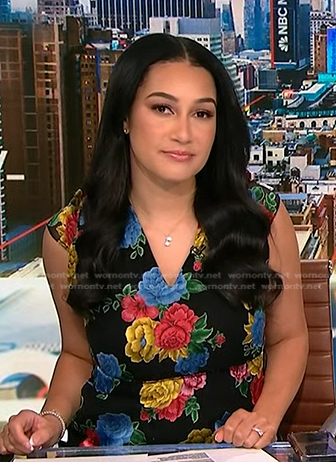 Morgan's black floral high and low dress on NBC News Daily