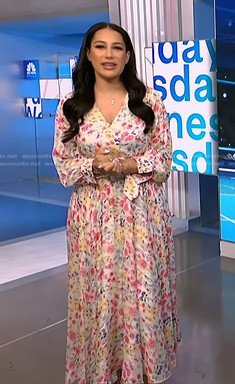 WornOnTV: Morgan’s floral print maxi dress on NBC News Daily | Morgan ...