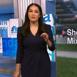 Morgan’s navy wrap dress on NBC News Daily