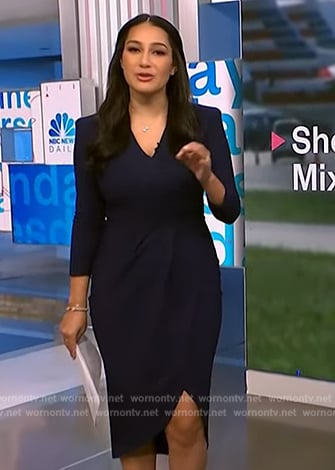 Morgan's navy wrap dress on NBC News Daily