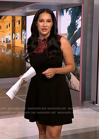 Morgan's black dress with burgundy lace panel on NBC News Daily