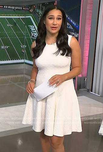 Morgan's white dot texture dress on NBC News Daily