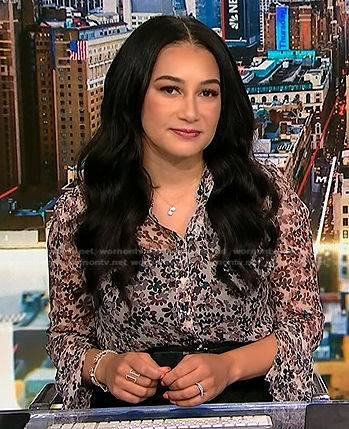 Morgan's white floral sheer blouse on NBC News Daily