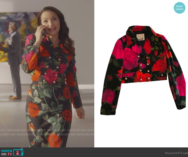 Moschino Floral Print Jacket worn by Charlotte York (Kristin Davis) on And Just Like That