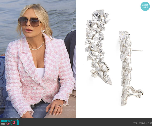 Nadri Cubic Zirconia Stud Ear Crawlers worn by Tamra Judge on The Real Housewives of Orange County