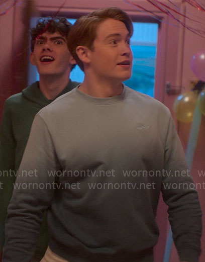 Nick's blue ombre sweatshirt on Heartstopper
