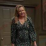 Nicole’s black floral ruched mini dress on Days of our Lives