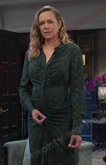 Nicole's green print ruched shirtdress on Days of our Lives