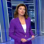 Norah’s purple blazer and pants on CBS Evening News