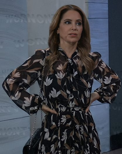 Olivia’s black floral print dress on General Hospital