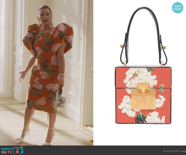 Oscar de la Renta Geranium Printed Albi Cube worn by Charlotte York (Kristin Davis) on And Just Like That