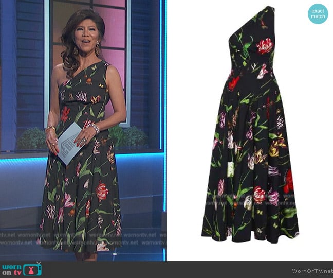 Oscar de la Renta Floral Print Maxi Dress worn by Julie Chen on Big Brother